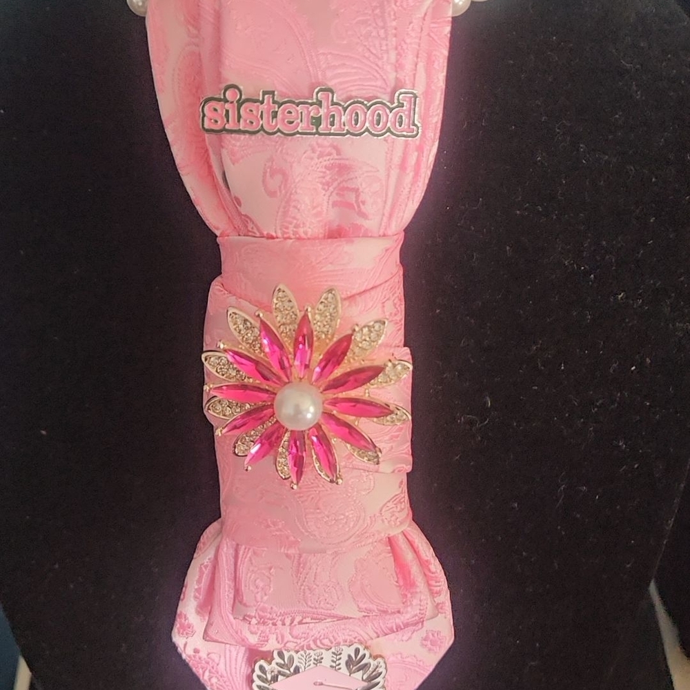Pink Brooch Scarf